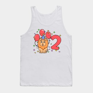 I am 2 with lion - kids birthday 2 years old Tank Top